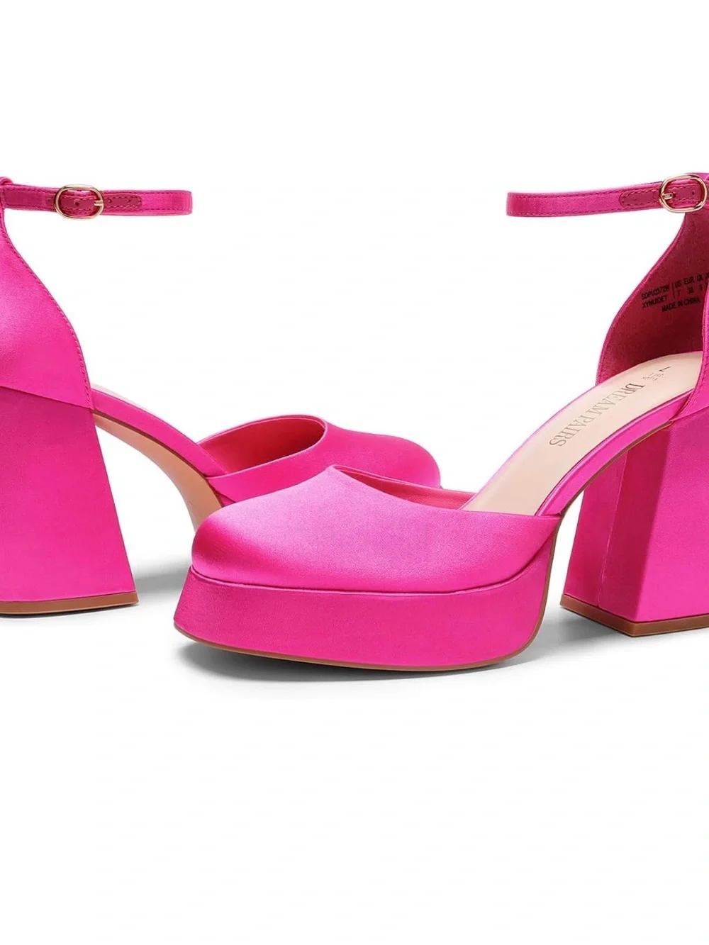 Dream Pairs Fuchsia Platform Block Heel Ankle-Strap Pumps 8 Like New